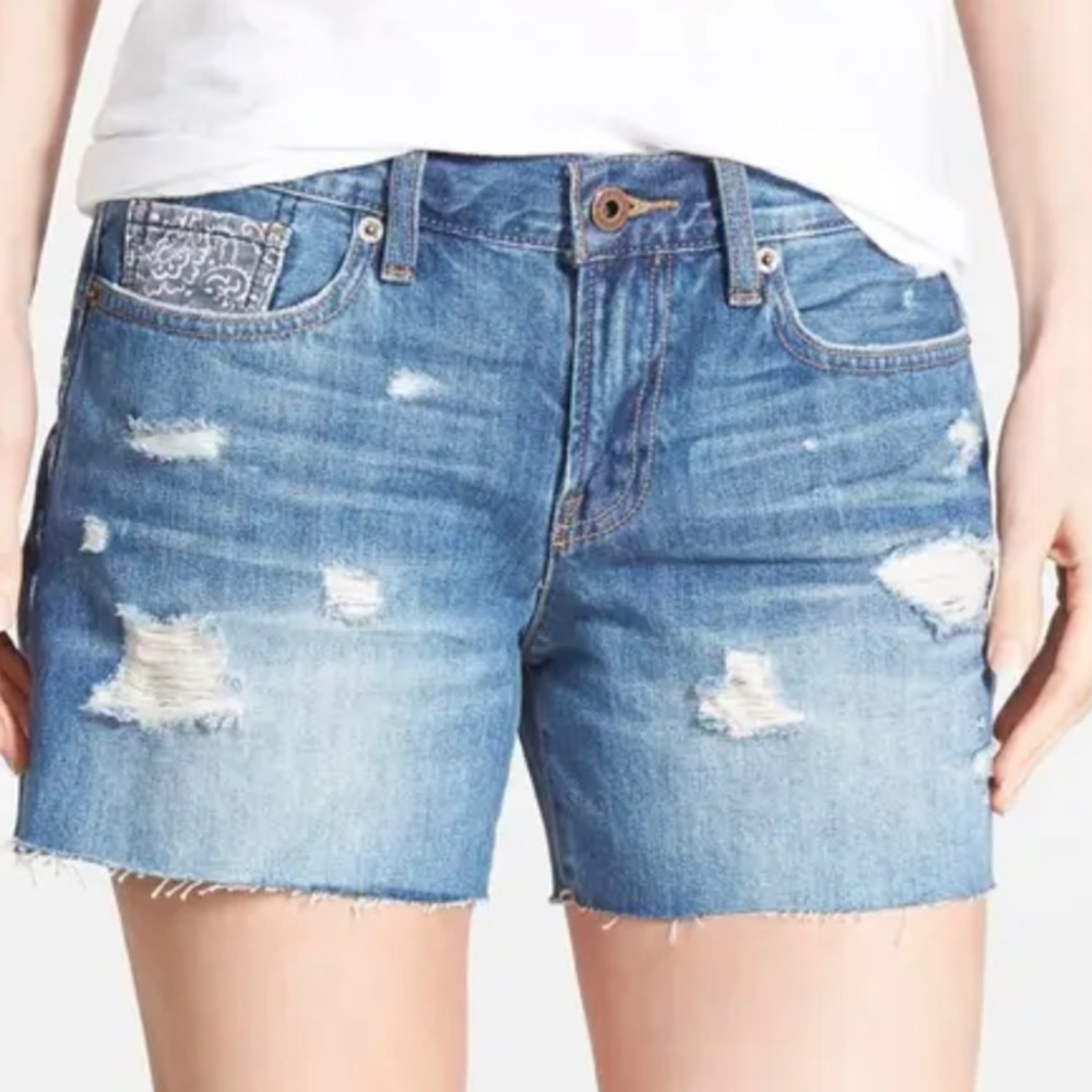 Lucky Brand - Bandana Pocket Denim Cutoff Shorts